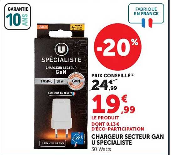 CHARGEUR SECTEUR GAN U SPECIALISTE