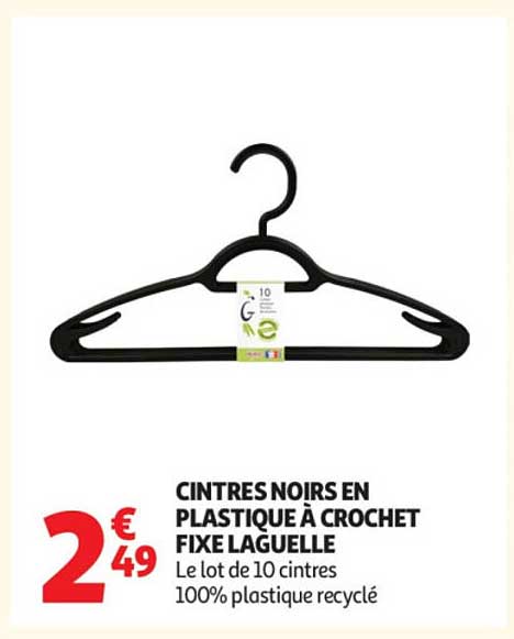 CINTRES NOIRS EN PLASTIQUE À CROCHET FIXE LAGUELLE