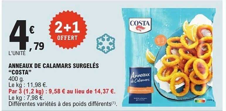 COSTA Anneaux de Calamars surgelés