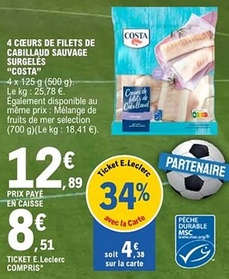 Costa Cœurs de filets de cabillaud sauvage