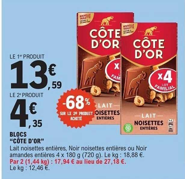 Côte d’Or Lait noisettes entières