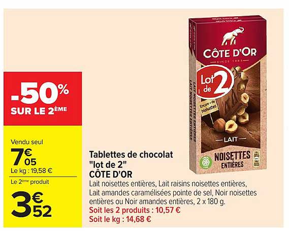 CÔTE D'OR Lot de 2