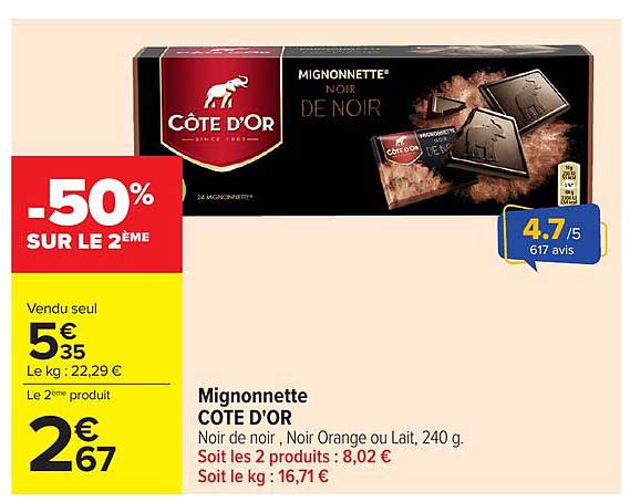 Côte d'Or Mignonnette Noire de Noir