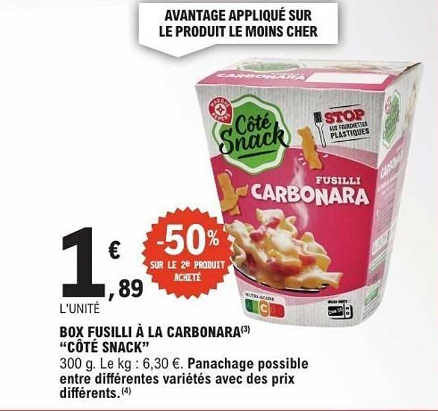 Côté Snack Fusilli Carbonara