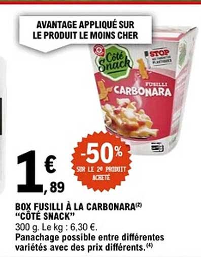 Côté Snack Fusilli Carbonara