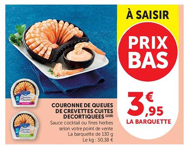 Couronne de queues de crevettes cuites décortiquées