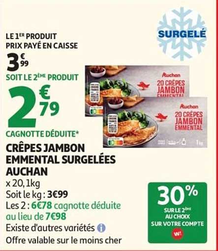 CRÊPES JAMBON EMMENTAL SURGELÉES AUCHAN