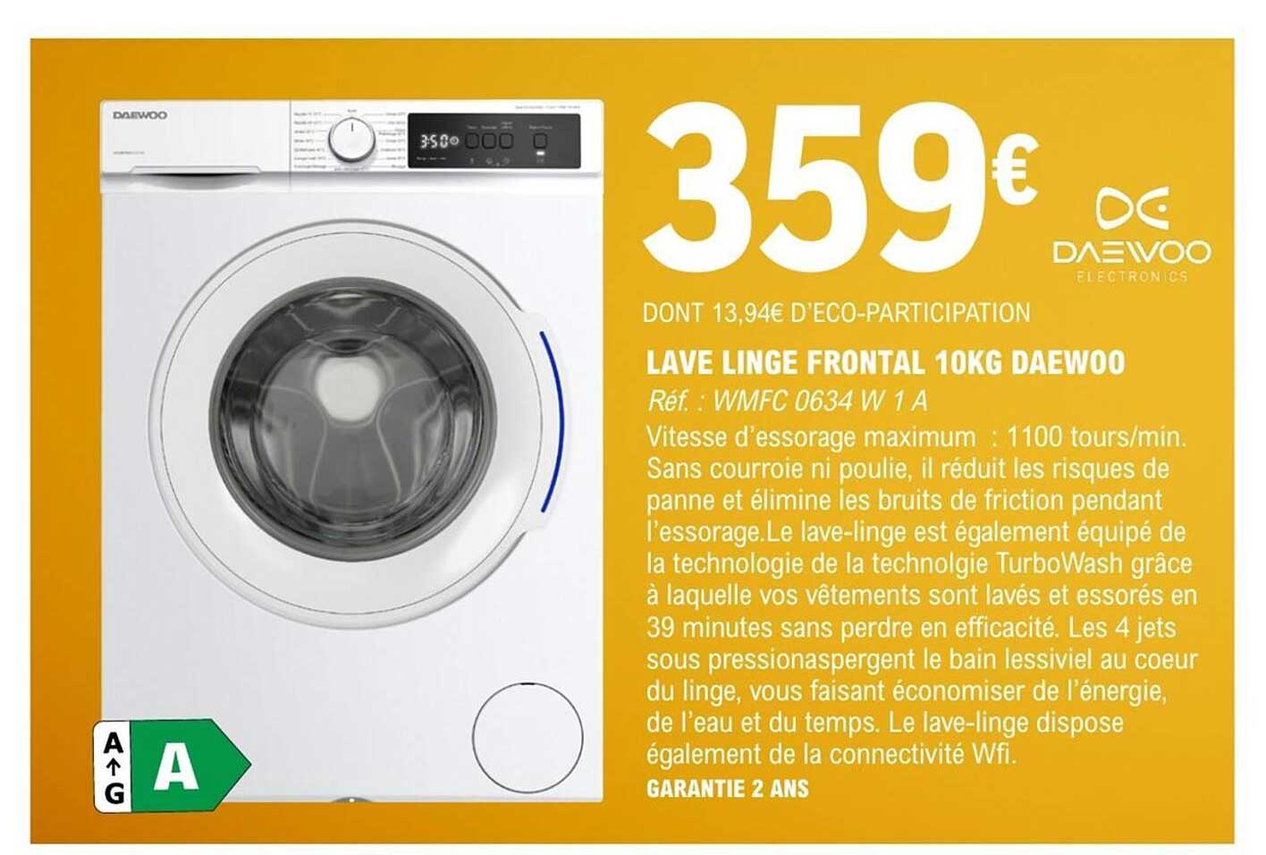 Daewoo Lave linge frontal 10KG