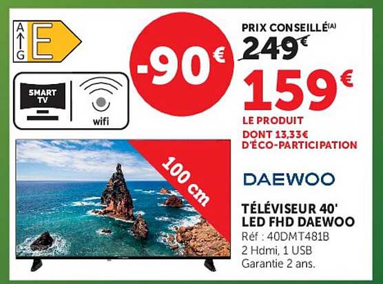 DAEWOO TÉLÉVISEUR 40' LED FHD DAEWOO