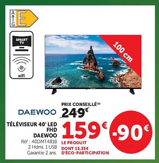 DAEWOO TÉLÉVISEUR 40' LED FHD