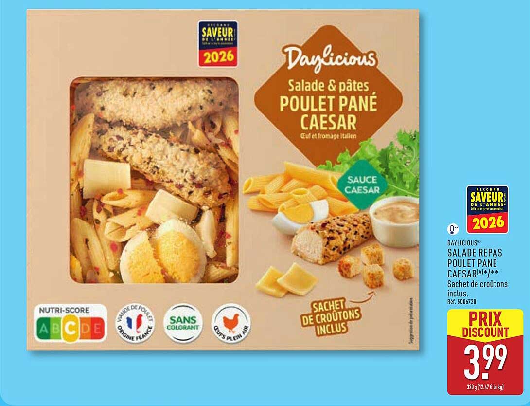Daylicious Salade repas poulet pané Caesar