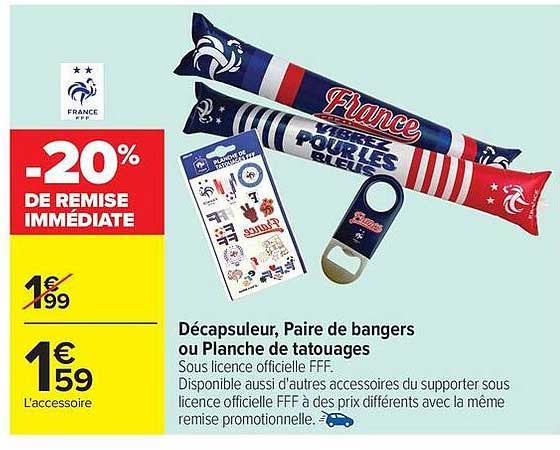 Décapsuleur, Paire de bangers ou Planche de tatouages
