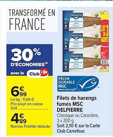 Delpierre Filets de harengs fumés MSC
