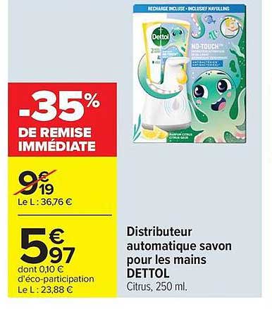 Dettol Distributeur automatique savon pour les mains
