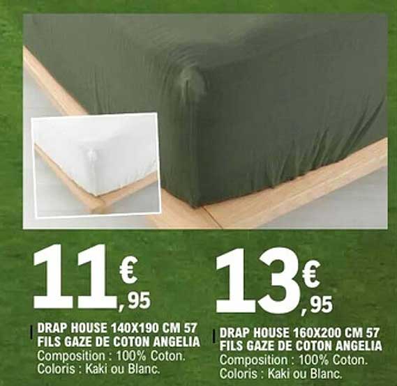 Drap House 140X190 CM 57 Fils Gaze de Coton Angelia