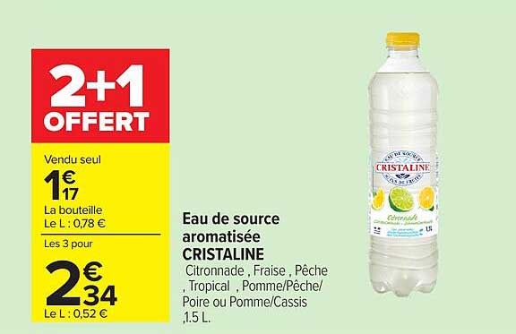 Eau de source aromatisée CRISTALINE