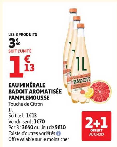 Eau minérale Badoit aromatisée pamplemousse