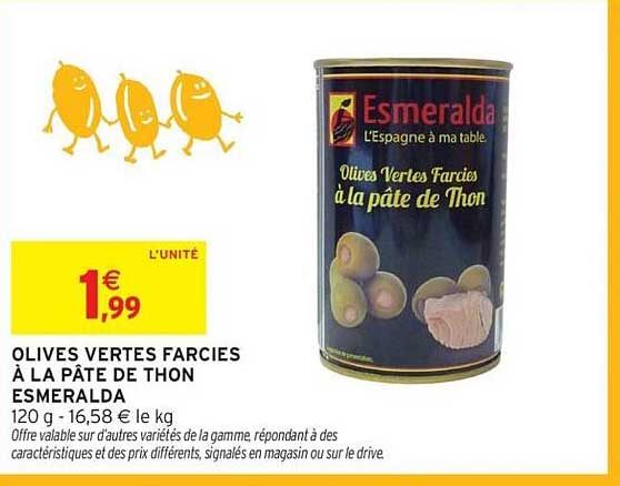 Esmeralda Olives Vertes Farcies à la pâte de Thon