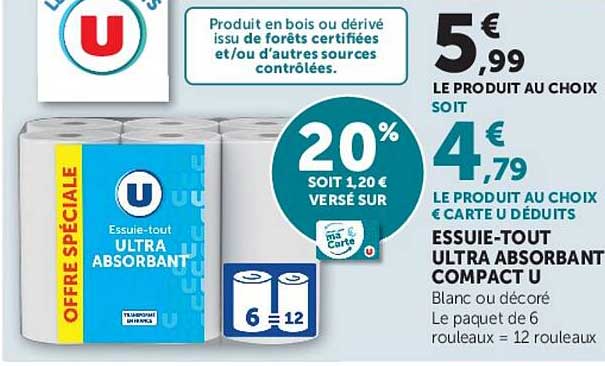 Essuie-tout ULTRA ABSORBANT COMPACT U