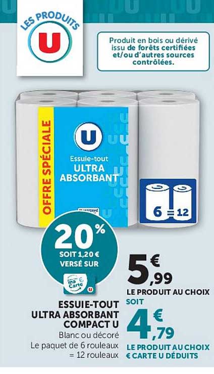 Essuie-tout ULTRA ABSORBANT COMPACT U