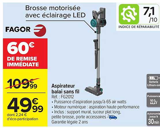FAGOR Aspirateur balai sans fil