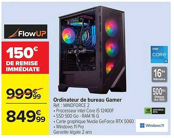 FlowUP Ordinateur de bureau Gamer