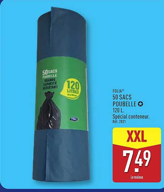 FOLIA 50 SACS POUBELLE 120 L