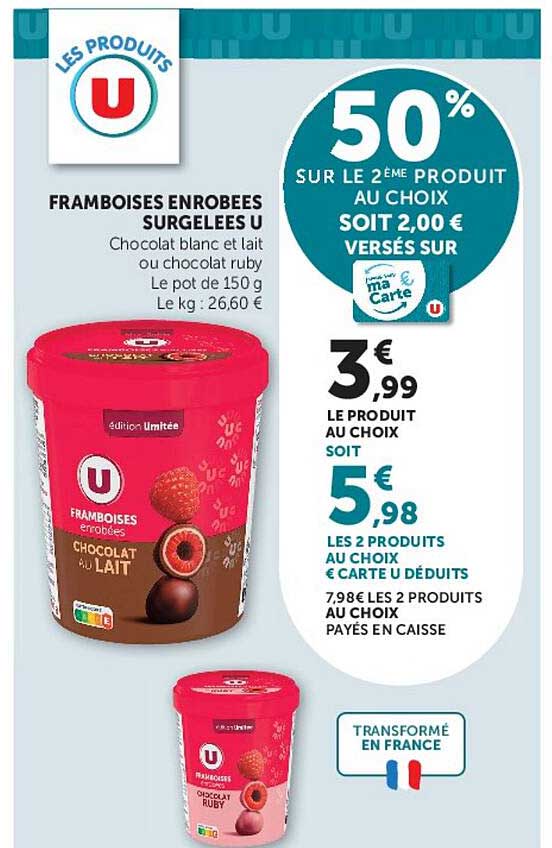 FRAMBOISES ENROBÉES SURGELÉES U