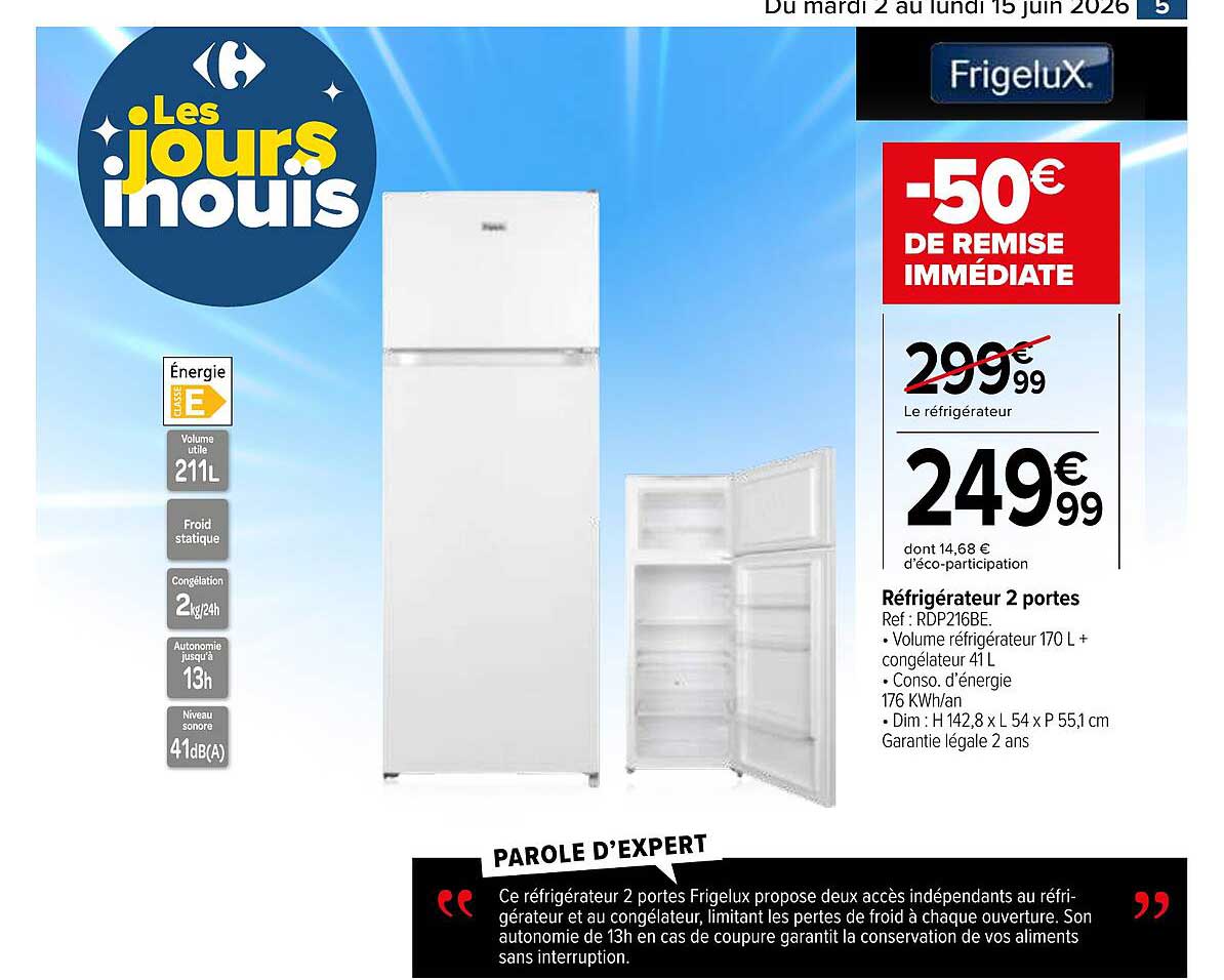 Frigelux Réfrigérateur 2 portes