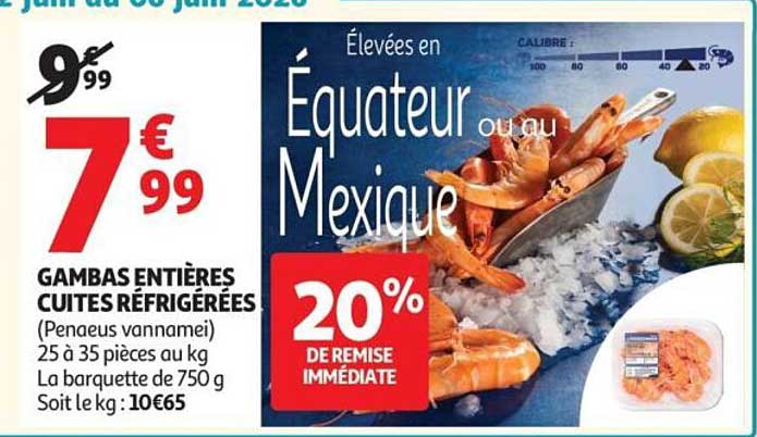 GAMBAS ENTIÈRES CUITES RÉFRIGÉRÉES