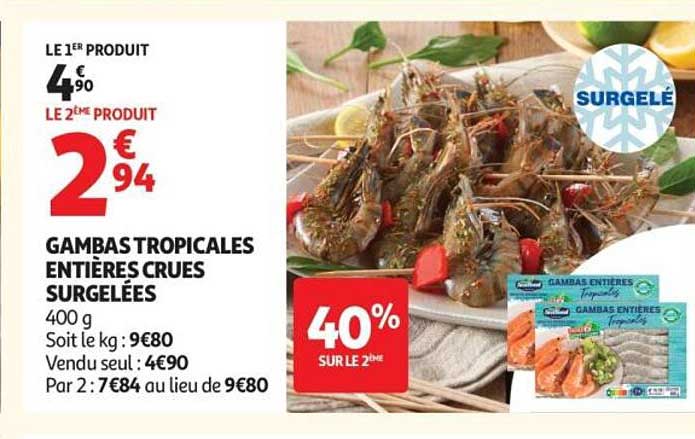 GAMBAS TROPICALES ENTIÈRES CRUES SURGELÉES
