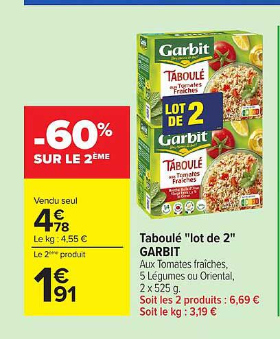 Garbit Taboulé 'lot de 2