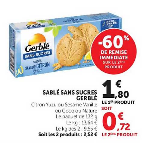 Gerblé Sablé sans sucres