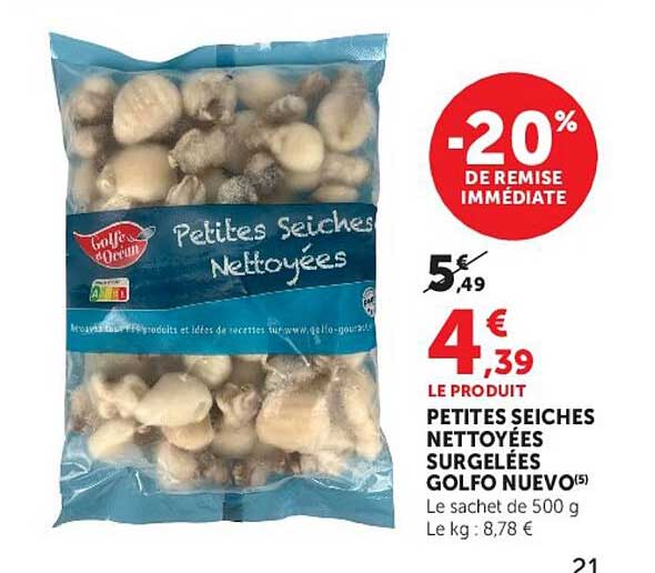 Golfo Nuevo Petites Seiches Nettoyées Surgelées