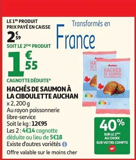 HACHÉS DE SAUMON À LA CIBOULETTE AUCHAN