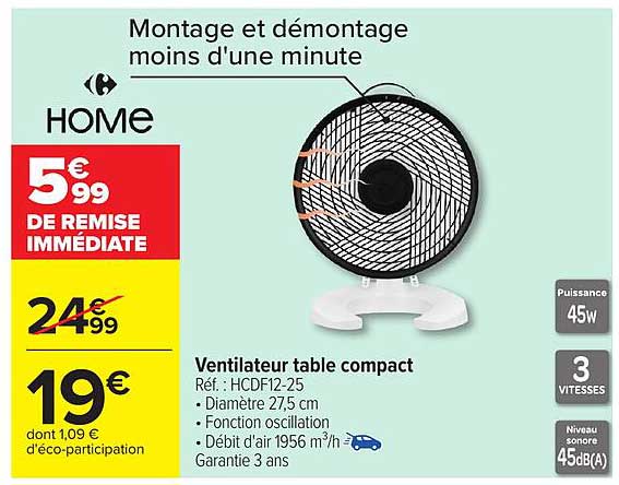 HOME Ventilateur table compact