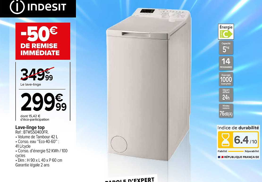 Indesit Lave-linge top