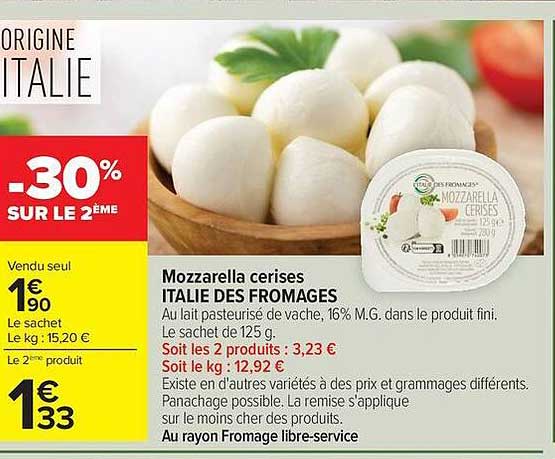 ITALIE DES FROMAGES Mozzarella cerises