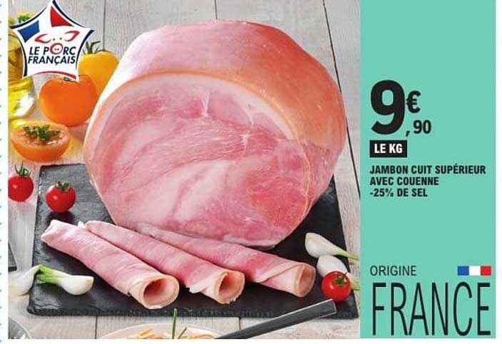 Jambon cuit supérieur avec couenne
