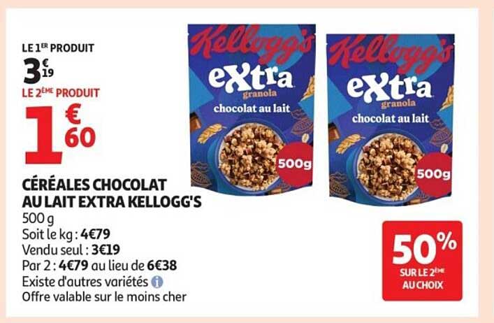 Kellogg's extra granola chocolat au lait