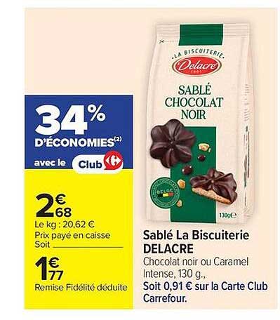 La Biscuiterie DELACRE Sablé Chocolat Noir