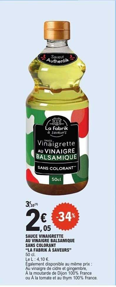 La Fabrik à Saveurs Vinaigrette au Vinaigre Balsamique