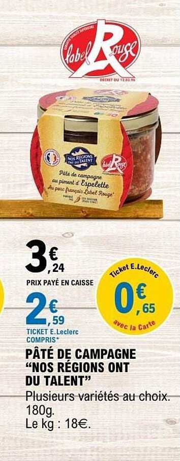 Label Rouge Pâté de campagne “Nos Régions ont du talent”