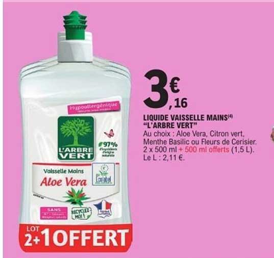 L'ARBRE VERT Vaissele Mains Aloe Vera