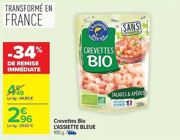 L'ASSIETTE BLEUE Crevettes Bio