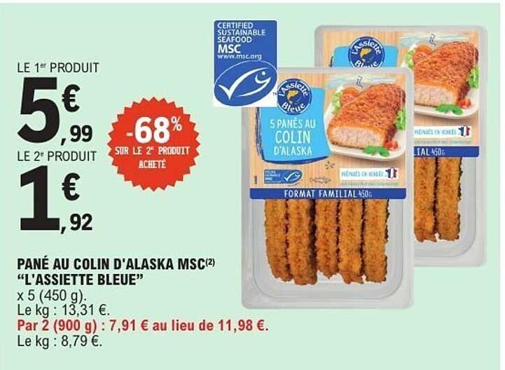 L'ASSIETTE BLEUE Pané au colin d'Alaska MSC