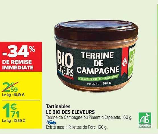 LE BIO DES ELEVEURS Terrine de Campagne