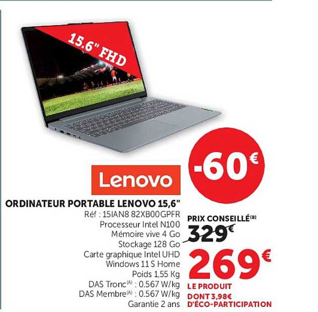 Lenovo ORDINATEUR PORTABLE LENOVO 15,6
