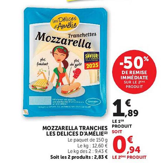 Les Délices d'Amélie Mozzarella Tranches