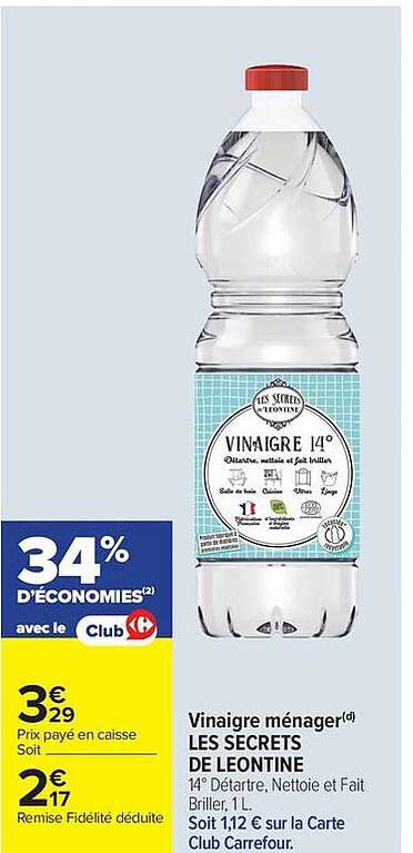 LES SECRETS DE LEONTINE Vinaigre 14°